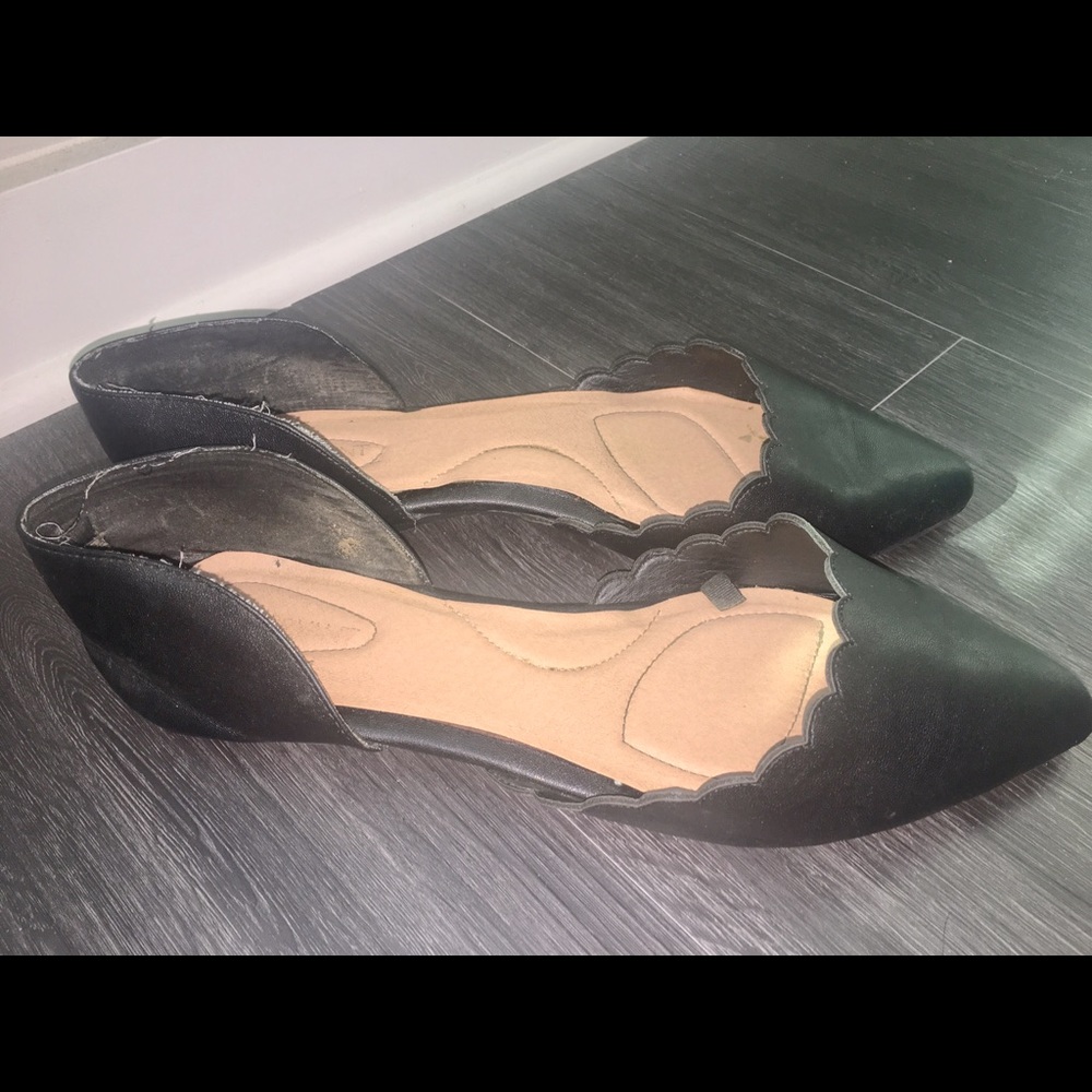 Black Scallop Pointy D’Orsay Flats by Lane Bryant